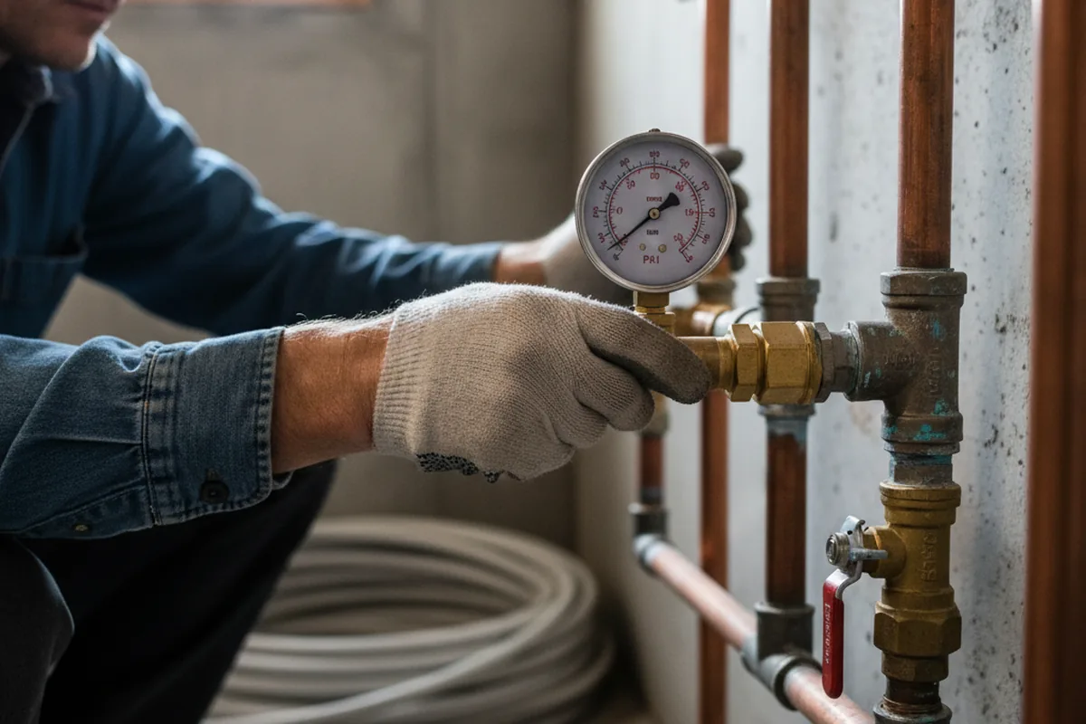 Pressure testing a repaired line during Water Line Repair in Wellersburg